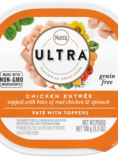 Nutro Products Ultra Grain Free PatÃ© w/Toppers Adult Wet Dog Food Chicken Entree 3.5oz 24pk