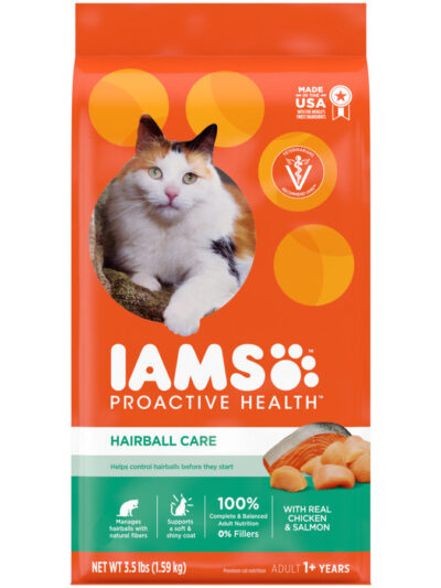 IAMS Proactive Health Hairball Care Adult Dry Cat Food Chicken & Salmon 3.5lb